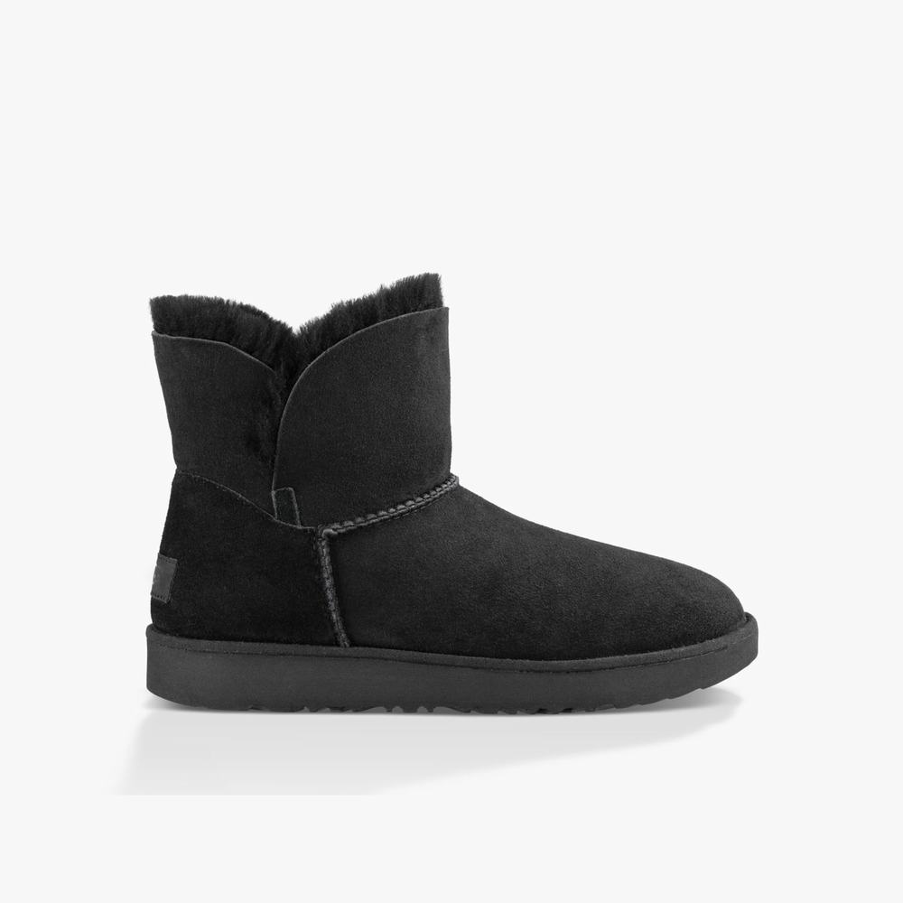 Bottes Classic UGG Classic Cuff Mini Femme Noir Soldes 635UWHKS